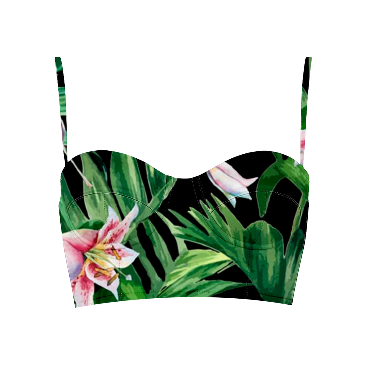 Bonjour Corset Bra: Green Palm