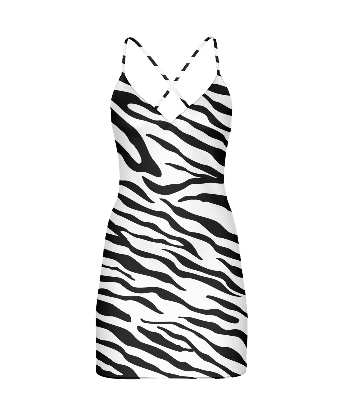 Bonjour Satin Sleep Dress: Black & White Zebra