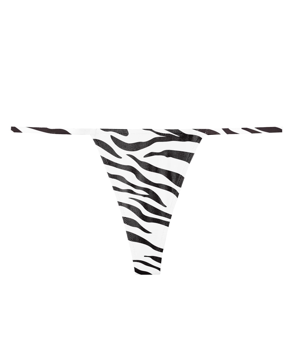 Bonjour Sleep Satin Thong: Black & White Zebra