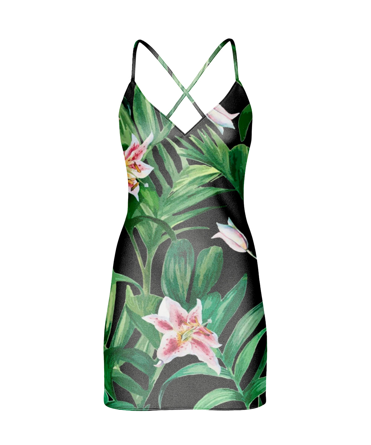 Bonjour Satin Sleep Dress: Green Palm