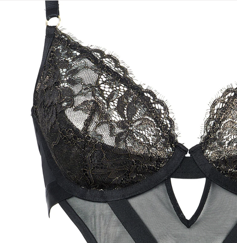 Bonjour Sheer Criss Cross Teddy Once Piece