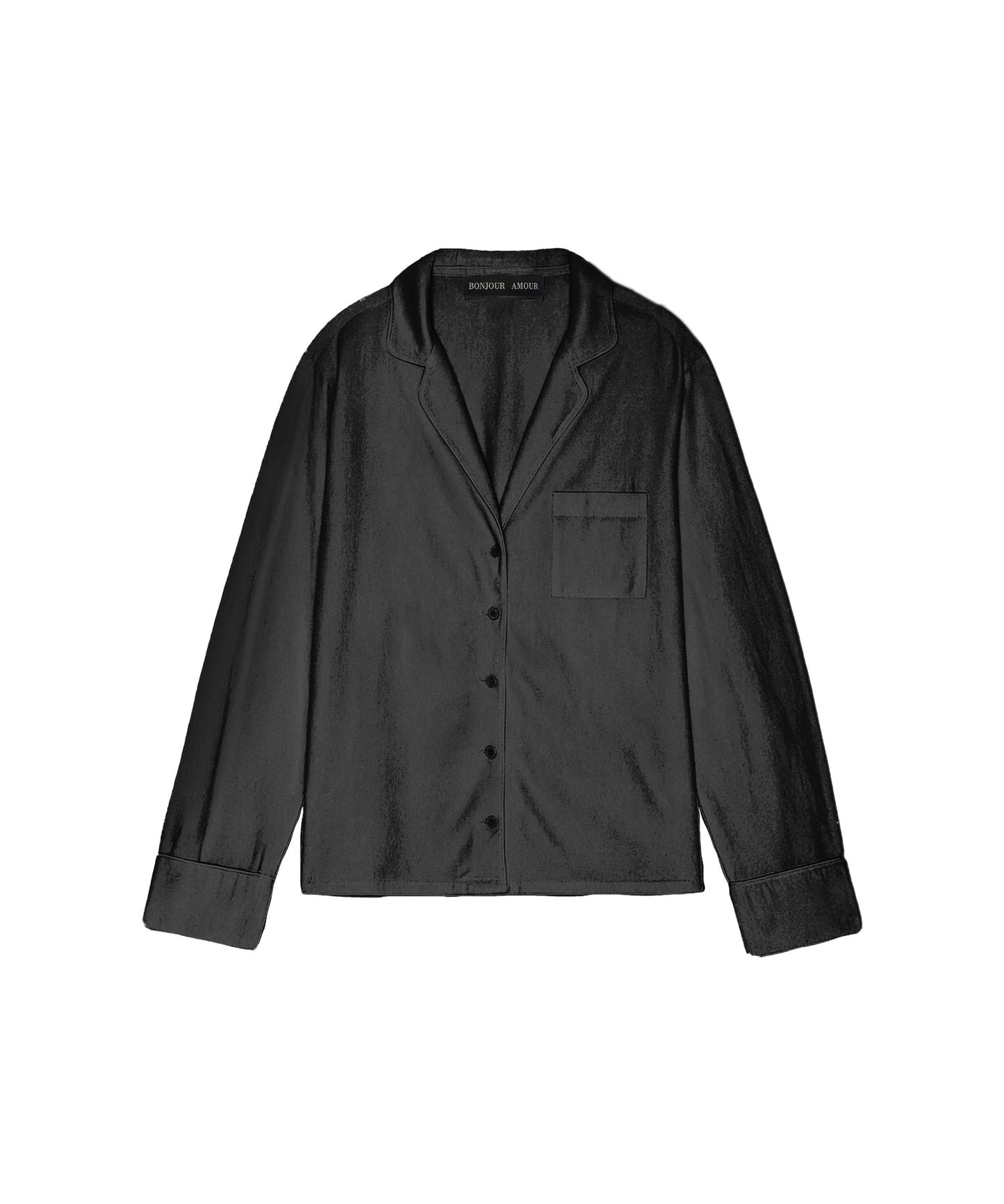 Bonjour Oversized Sleep Shirt: Black