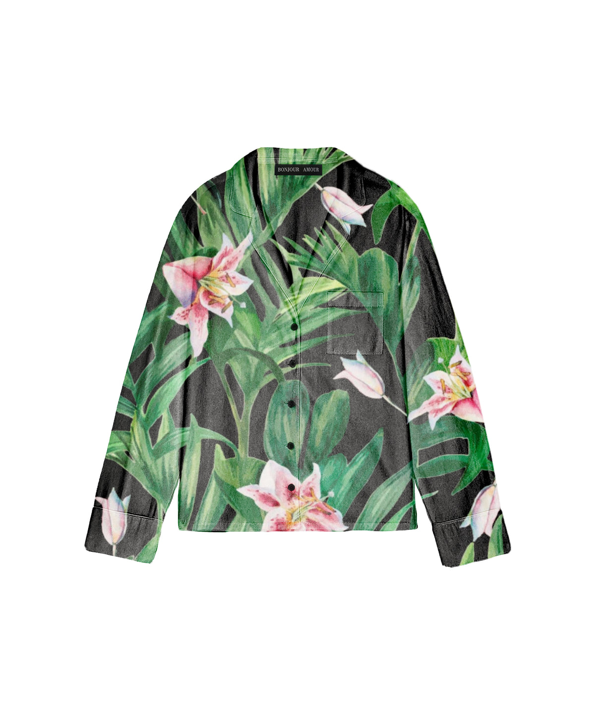 Bonjour Oversized Sleep Shirt: Green Palm